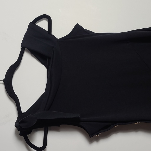 DEREK LAM 10 CROSBY Solid Black One Shoulder Asymmetrical Midi Dress Size 4 - Picture 14 of 16